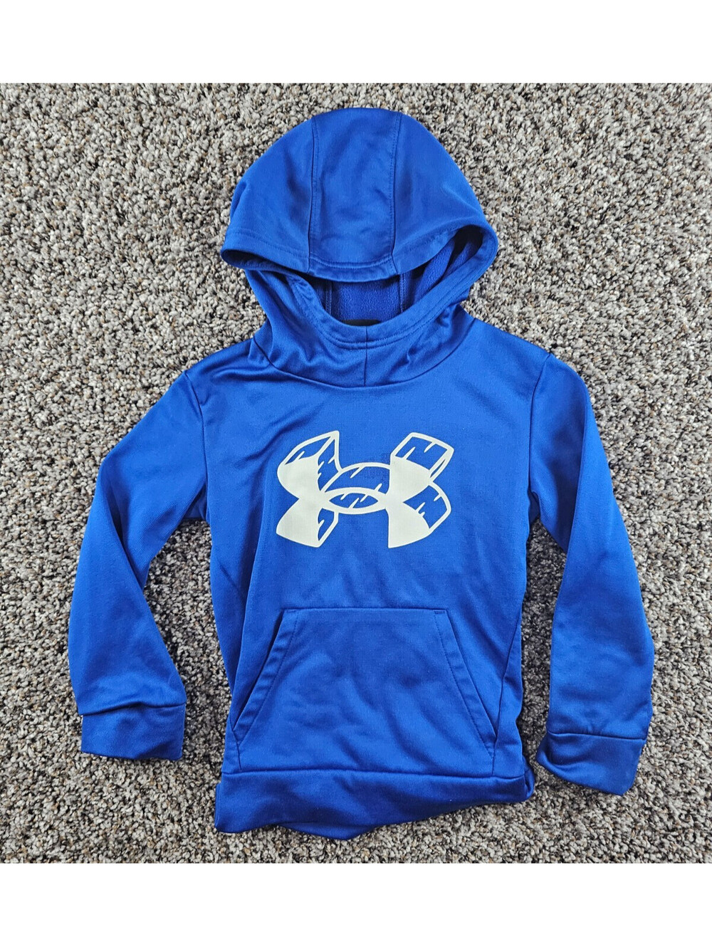 Under Armour boys Sz 5 5T fleece hoodie Pullover Blue White